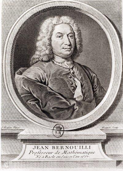Portrait of Jean Bernoulli engraved by Etienne Ficquet by J. Ruber